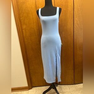 Timing Sky Blue Ribbed Dress